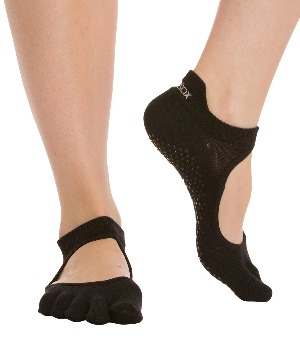 Toesox Bellarina Full-Toe Yoga Grip Socks Black 1 Toesox Bellarina Full-Toe Yoga Grip Socks Black