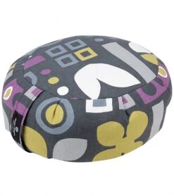 Hugger Mugger Zafu Printed Yoga Meditation Cushion Graphic Graphite