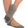 Toesox Plie Full-Toe Yoga & Grip Socks Heather Grey/Limeaid