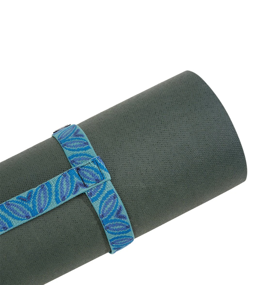 Hugger Mugger Simple Yoga Mat Sling Blue Leaf 2 Hugger Mugger Simple Yoga Mat Sling Blue Leaf - Image 2