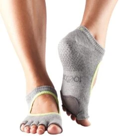 Toesox Plie Yoga & Dance Pad Heather W/ Limeaid Trim