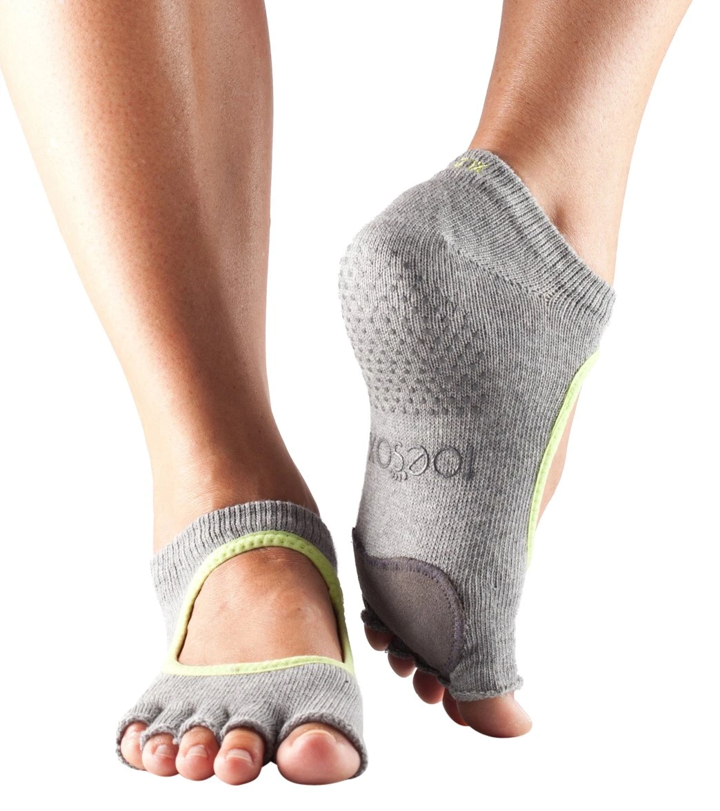 Toesox Plie Yoga & Dance Pad Heather W/ Limeaid Trim 1 Toesox Plie Yoga & Dance Pad Heather W/ Limeaid Trim