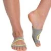 Toesox Releve Half-Toe Yoga Grip Socks Heather W/ Limeaid Trim
