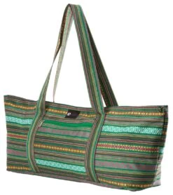 Aurorae Yoga Mat Tote Bag Green Stripe