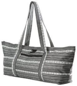 Aurorae Yoga Mat Tote Bag Black/White Pattern
