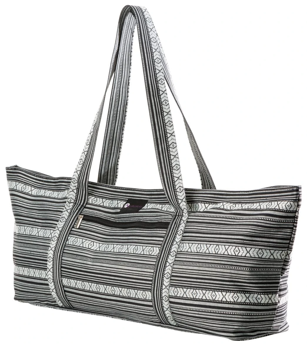 Aurorae Yoga Mat Tote Bag Black/White Pattern 1 Aurorae Yoga Mat Tote Bag Black/White Pattern