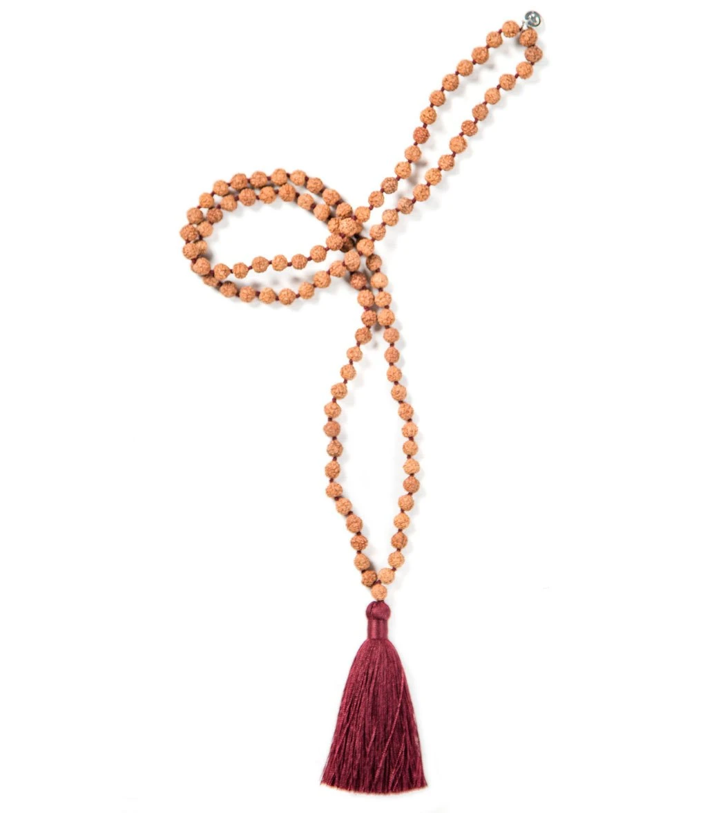 Mala Collective Meditate Traditional Japa Mala Necklace Burgundy/Rudraksha 1 Mala Collective Meditate Traditional Japa Mala Necklace Burgundy/Rudraksha