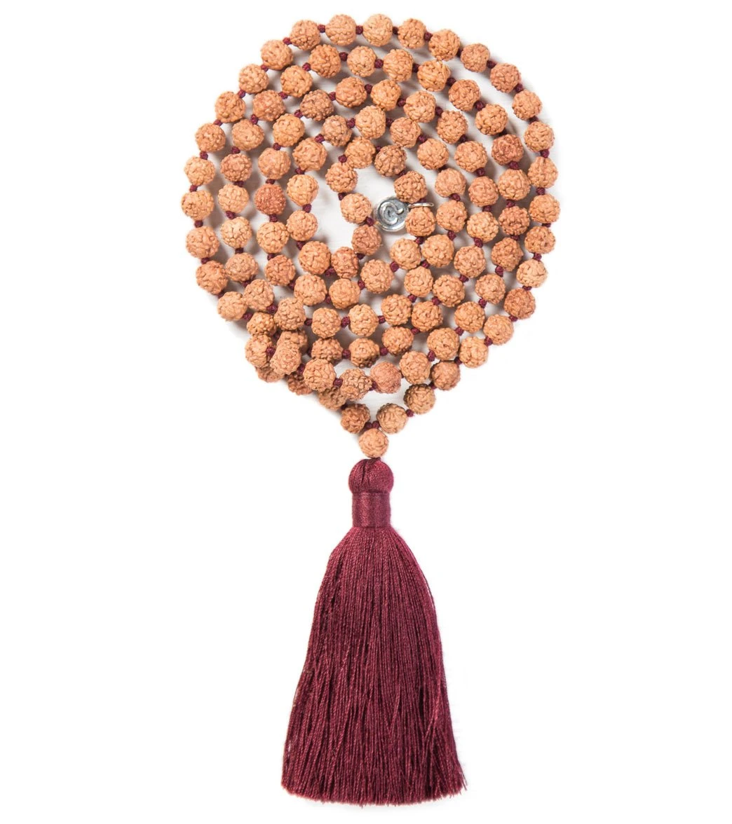 Mala Collective Meditate Traditional Japa Mala Necklace Burgundy/Rudraksha 2 Mala Collective Meditate Traditional Japa Mala Necklace Burgundy/Rudraksha - Image 2