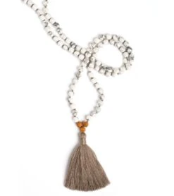 Mala Collective I Am Patient Japa Mala Necklace Howlite/Rudraksha