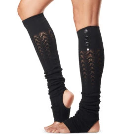 Toesox Taya Open Heel Leg Warmers Black