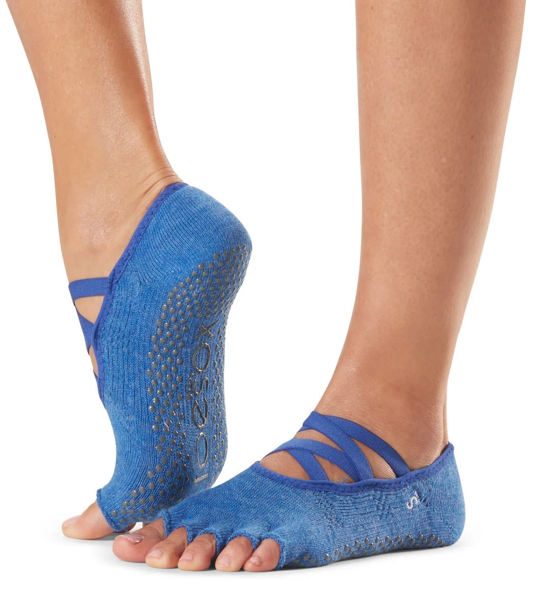 Toesox Elle Half-Toe Yoga Grip Socks Azure 2 Toesox Elle Half-Toe Yoga Grip Socks Azure - Image 2