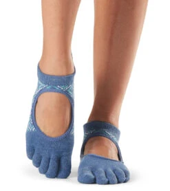 Toesox Bellarina Full-Toe Yoga Grip Socks Baja Blue