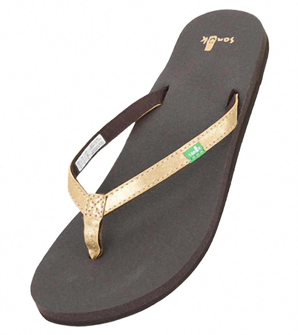 Sanuk Women's Yoga Joy Metallic Flip Flop Gold 4 Sanuk Women's Yoga Joy Metallic Flip Flop Gold - Image 4