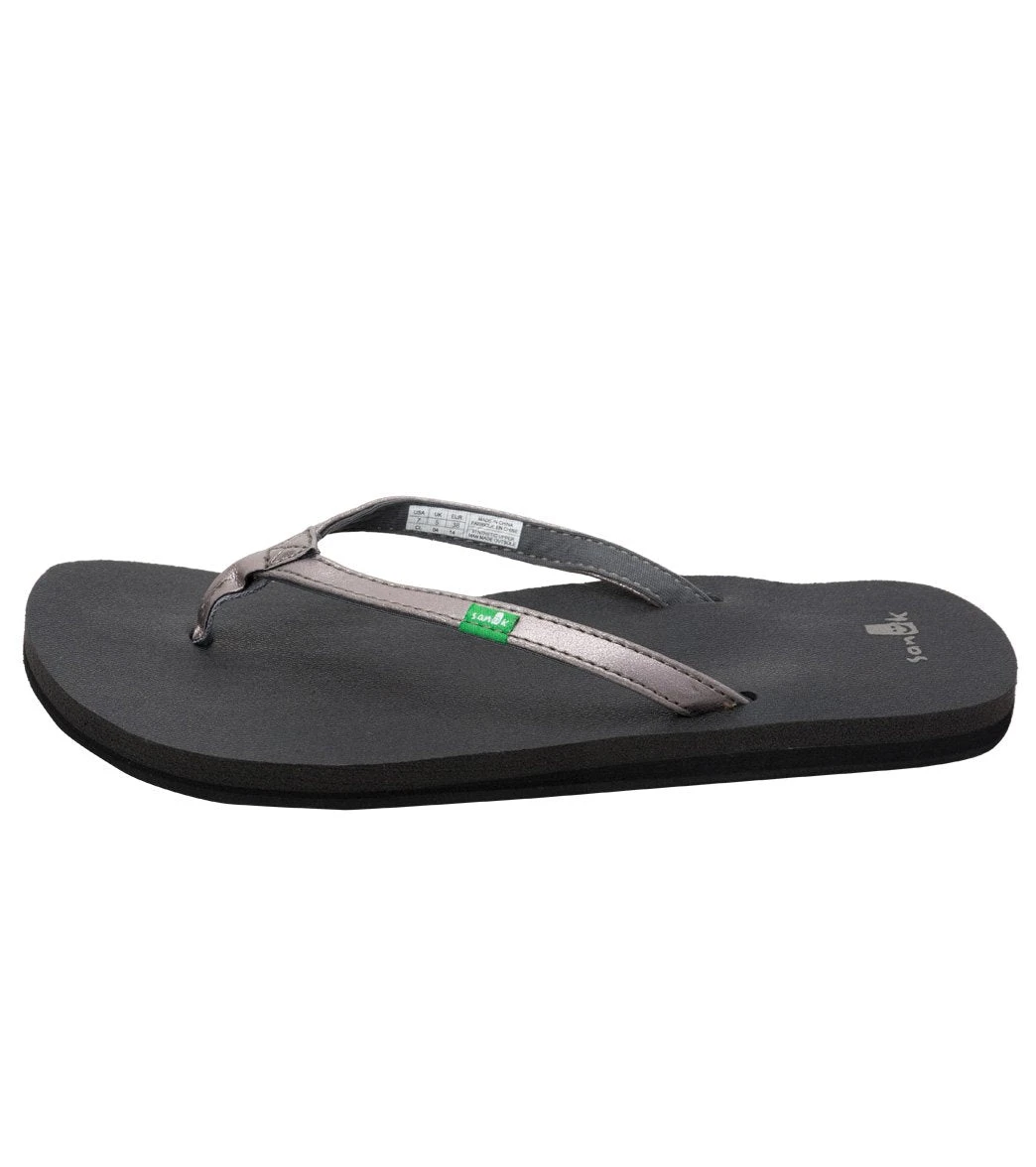 Sanuk Women's Yoga Joy Metallic Flip Flop Pewter 2 Sanuk Women's Yoga Joy Metallic Flip Flop Pewter - Image 2