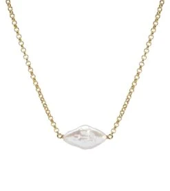 Dogeared Centered Diamond Pearl Necklace -Hot Sale Everyday Yoga Store 6621773234219 golddipped