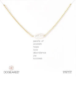 Dogeared Centered Diamond Pearl Necklace Gold Dipped