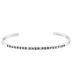Mantraband Progress Over Perfection Bracelet Silver