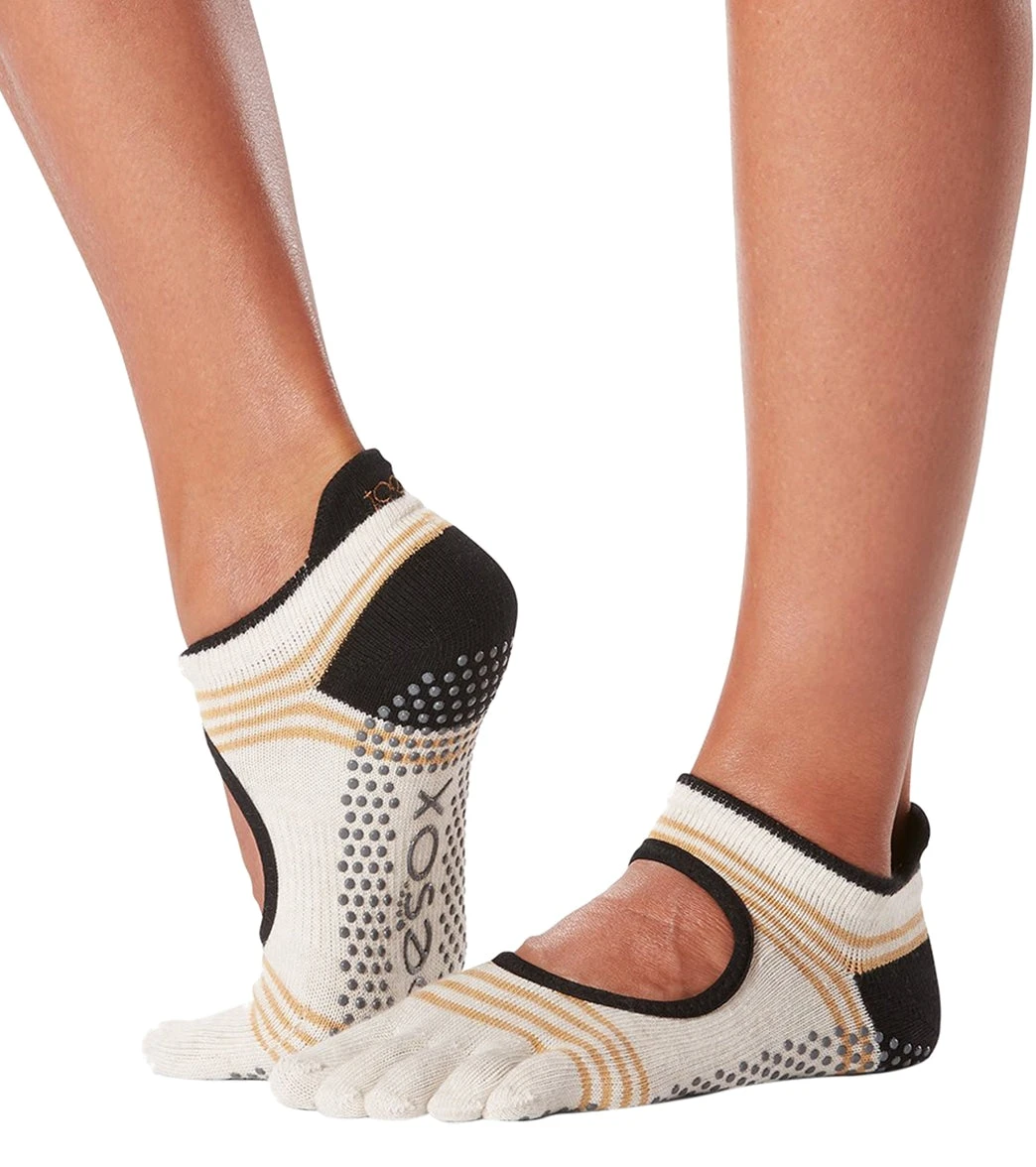 Toesox Bellarina Full-Toe Yoga Grip Socks Offset 1 Toesox Bellarina Full-Toe Yoga Grip Socks Offset
