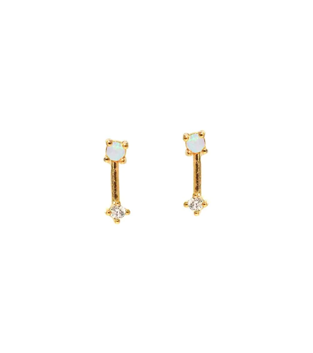 TAI Jewelry Opal Stick Studs With CZ Accents 1 TAI Jewelry Opal Stick Studs With CZ Accents
