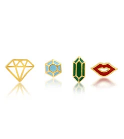 TAI Jewelry Four Enamel Stud Collection Gold