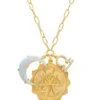TAI Jewelry Zodiac Coin Necklace With Opal Moon Charm