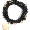 Zenzii Matte Beaded Wrap Charm Bracelet Black