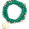 Zenzii Matte Beaded Wrap Charm Bracelet Dark Green