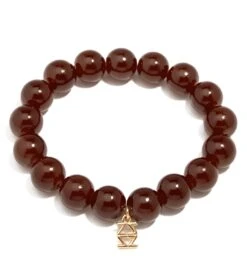 Zenzii Glass Bead Stretch Bracelet Brown