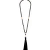 Zenzii Matte Beaded Necklace With Tassel Black