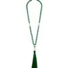 Zenzii Matte Beaded Necklace With Tassel Emerald