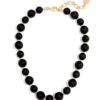 Zenzii Chunky Matte Beaded Collar Necklace Black
