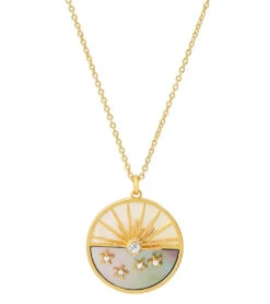 TAI Jewelry Sunrise Mother Of Pearl Necklace With Star Accent