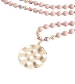 Zenzii Porcelain & Resin Beaded Pendant Necklace Rose