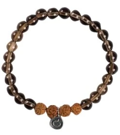 Mala Collective I Am Grounded Bracelet Smokey Quartz, Rudraksha