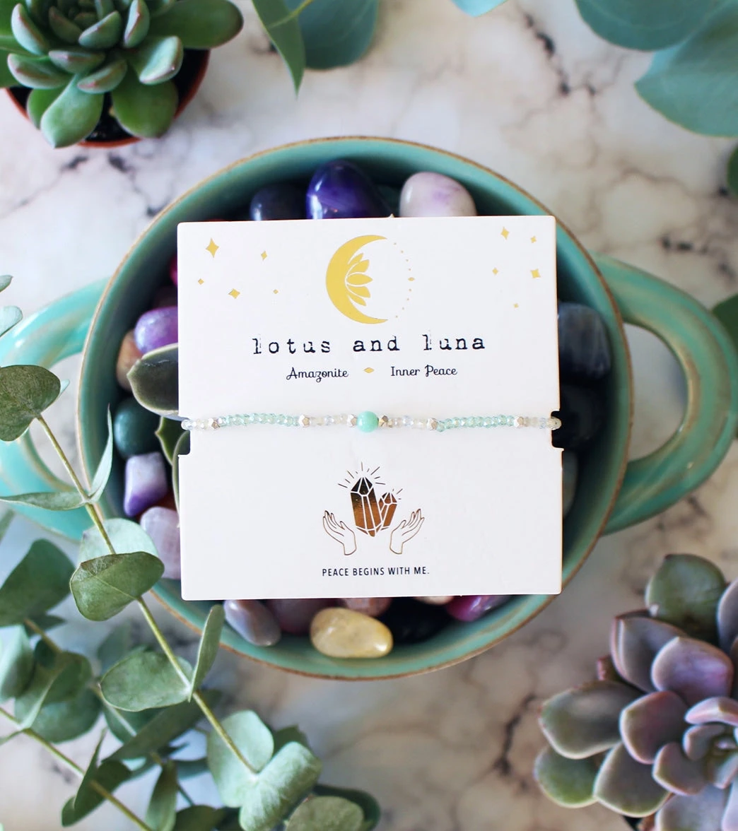Lotus And Luna Inner Peace Amazonite Goddess Bracelet White 1 Lotus And Luna Inner Peace Amazonite Goddess Bracelet White