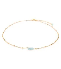 Lotus And Luna Calm Aquamarine Stone Of The Earth Necklace Gold/Blue