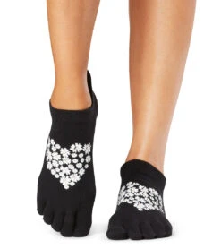 Toesox Low Rise Full-Toe Yoga Grip Socks Blooming Love