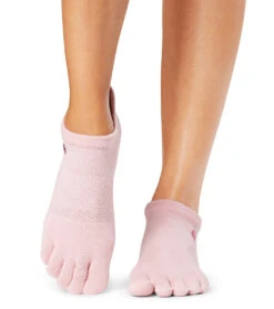 Toesox Low Rise Full-Toe Yoga Grip Socks Happy