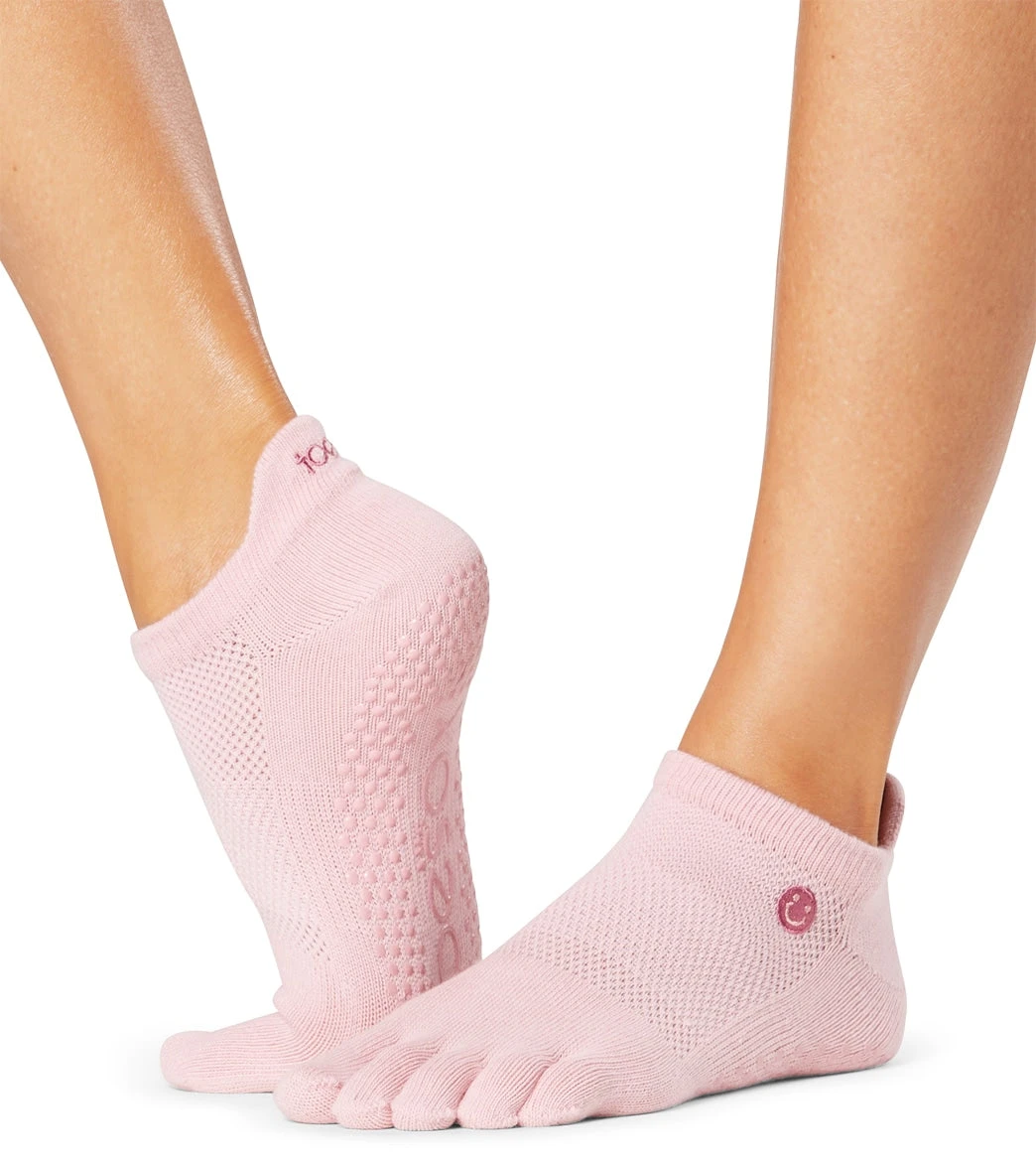 Toesox Low Rise Full-Toe Yoga Grip Socks Happy 2 Toesox Low Rise Full-Toe Yoga Grip Socks Happy - Image 2
