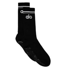 Alo Women's Throwback Barre Sock Black/White -Hot Sale Everyday Yoga Store 7069330866219 blackwhite 4a