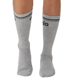 Alo Unisex Throwback Sock -Hot Sale Everyday Yoga Store 7069330964523 athleticheathergreyblack