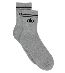 Alo Unisex Throwback Sock -Hot Sale Everyday Yoga Store 7069330964523 athleticheathergreyblack 4a