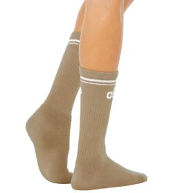 Alo Unisex Throwback Sock -Hot Sale Everyday Yoga Store 7069330997291 gravelwhite 2a