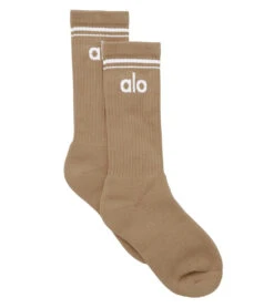 Alo Unisex Throwback Sock -Hot Sale Everyday Yoga Store 7069330997291 gravelwhite 3a