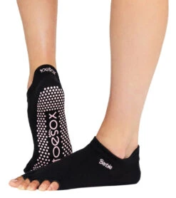 Toesox Grip Half Toe Low Rise Socks Barbie Black