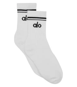 Alo Unisex Throwback Sock -Hot Sale Everyday Yoga Store 7096978800683 whiteblack 1a
